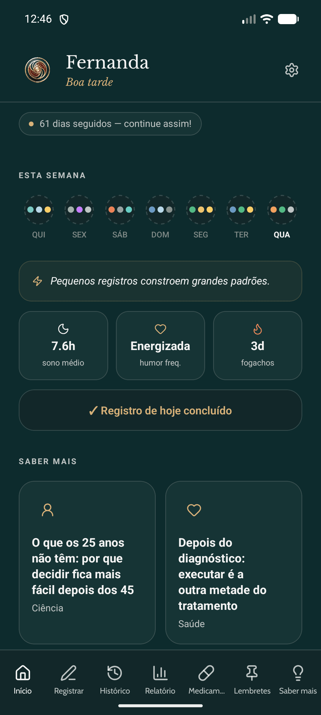 Tela inicial do app Saggia